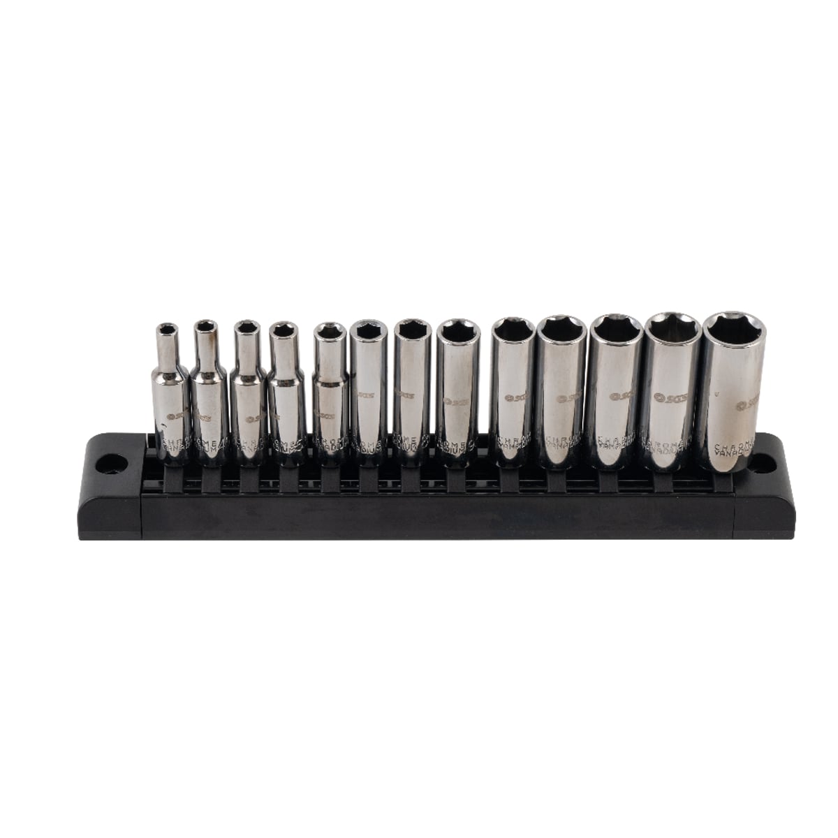 SGS 13pc 1/4in Drive Metric Deep Socket Set | 4mm-14mm | Magnetic Rail